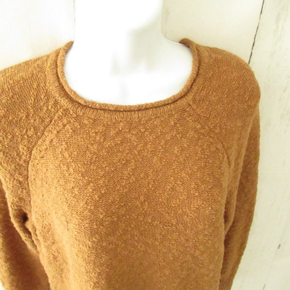 LL Bean Sweater M Medium Mustard Brown Pullover Long Sleeve - Picture 2 of 7